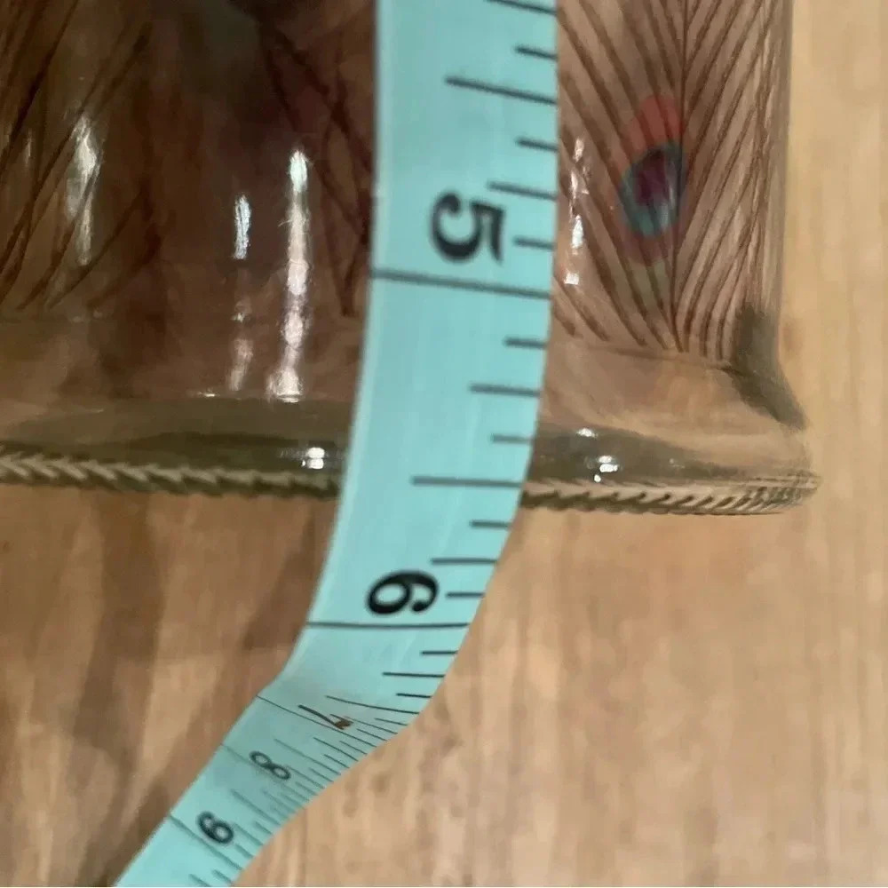 Vintage Apothecary Glass Jar with Peacock Feather Design/Medicinal/Beauty Jar - Picture 7 of 12
